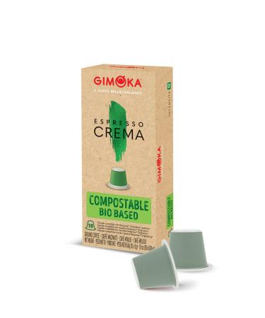 Gimoka Espresso Crema Blend Intensity 10-100 Capsules Compostable and Biodegradable - Compatible with Nespresso* Home Coffee Machines - Made in Italy (Pack of 10 x 10)