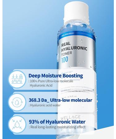 WELLAGE Real Hyaluronic Toner 100 - 93% Hyaluronic Acid Hydrating & Hypoallergenic Korean Toner - Deep Absorption 6.76 fl.oz - International Shipping Available - Buy Online on GoSupps.com