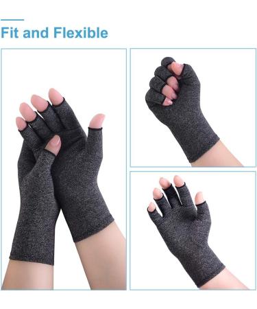 AovYoo 2 Pairs Fingerless Arthritis Compression Gloves - Hand Pain Relief for Rheumatoid & Osteoarthritis (S Grey) - Buy Online on GoSupps.com