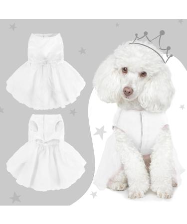 MHauslie Luxury Bowknot Dog Dress - White Medium | Fashionable Pet Skirt for Small to Medium Dogs - Buy Online on GoSupps.com