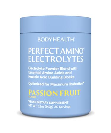 BodyHealth PerfectAmino Electrolytes Powder No Sugar, Hydration Fasting Keto Zero Sugar Electrolytes Drink Mix with Trace Minerals - Passion Fruit - 30 Servings Passion Fruit 5.2 Ounce (Pack of 1)