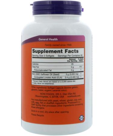 Now Foods CLA 800 mg - 180 Softgels | Top Quality Weight Management Supplement - Buy Online on GoSupps.com