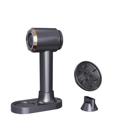 Cordless Hair Dryer Intelligent Temperature-Controlled Travel Blow Dryer Fast Drying High-Speed Low Noise Thermo-Control Hairdryer with Magnetic Nozzle for Home Black