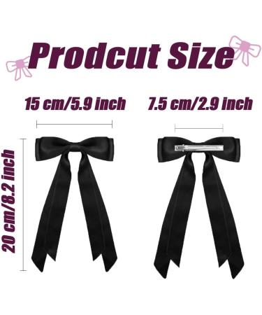 Silky Satin Ribbons Bowknot Clips Tail Large Bows Hair Ribbons Bows Hairpin Cute Hair Bows Solid Color Hair Barrette Simple Large Bows for Women Girls Lady(Black&White) - Buy Online on GoSupps.com