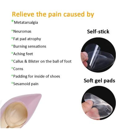 Metatarsal Pads 8-Pack for Ball of Foot Cushions - Gel Mortons Neuroma Callus Relief, Bunion Support for Women Men - Buy Online on GoSupps.com