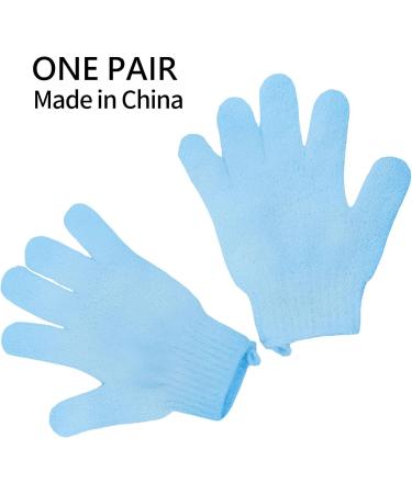 2Pcs Exfoliating Gloves - Bamboo Shower Gloves - Bath and Body Exfoliator Mitts - Scrubs Away Ingrown Hair and Dead Skin - for Shower Spa Massage and Dead Skin Cell Remover Loofah - Blue 1 pair blue - Buy Online on GoSupps.com