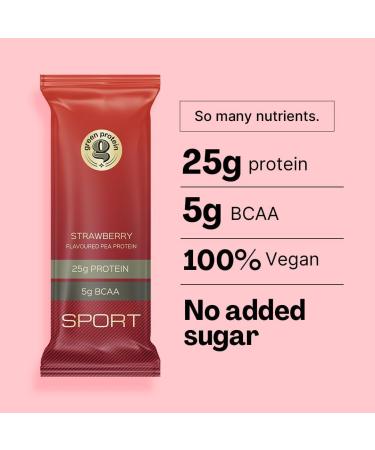 G.EN PR.EIN Sport Vegan Pea Protein Isolate Powder - 100% Plant-Based 25g Protein 5g BCAA per Serving - Wild Strawberry (Pack of 12) | International Shipping Available - Buy Online on GoSupps.com