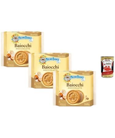 Italian Gourmet E.R. Italian Gourmet Double Biscuits Stuffed with Hazelnut Milk Cream 3 168 g | Italian Pastry 6 Servings Per Pack | Ideal for Breakfast Snack & Coffee + Italian Polpa