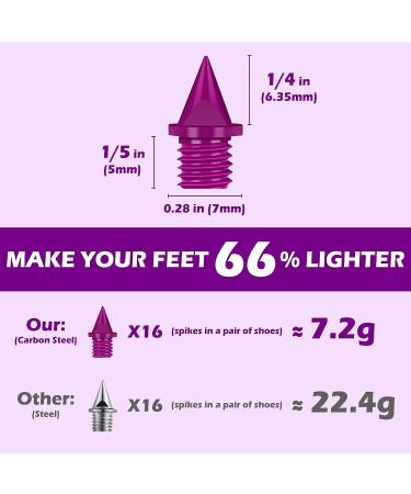 UTOBEST 1/4 Inch Track Spikes - 48 Carbon Steel Spikes with Spike Wrench - Lightweight Replacement Spikes for Sprinting and Cross Country Events - S02 Purple - Buy Online on GoSupps.com