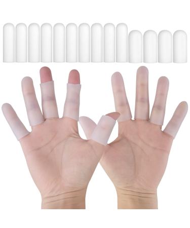 Prsacco 14 Pcs Silicone Finger Protectors Gel Finger Protector Finger Cots Finger Covers Finger Protector Finger Sleeves for Blister Protection Finger Protector Support Protect Finger