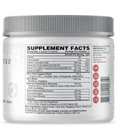 Bionox Nitric Oxide Supplement - Beet Powder with L Arginine, L Citrulline 2:1 Ratio, Vitamin D & Antioxidant Complex - 15 Scoop Berry Flavor - Buy Online on GoSupps.com