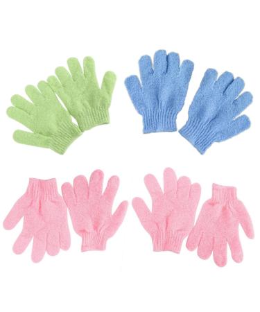 4 Pairs Exfoliating Shower Gloves - Medium Bath Scrub Body Exfoliator for Soft Skin - Buy Online on GoSupps.com
