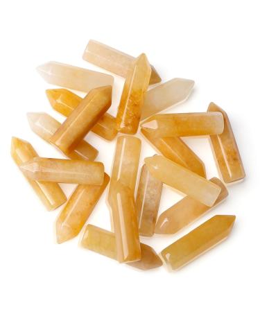 MAIBAOTA Yellow Aventurine Healing Crystals Gifts Wands Hexagonal Pointed Gemstones Set Bulk for Women Beginner Chakra Stones Nature Reiki Spiritual Energy Balancing Protection Crystal 10pcs