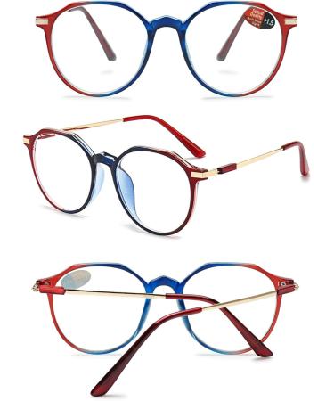 Koosufa Round Reading Glasses | Blue Light Filter for Men & Women | Ultra Light Anti-Fatigue Aid | Strengths 0.0 to 4.0 | Fashionable Computer Frames - Buy Online on GoSupps.com