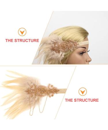 FRCOLOR 1920s Flapper Headpiece 1920s Flapper Headband Rhinestone Hair Band Headpiece Head Accessories Party Headband Champagne - Buy Online on GoSupps.com