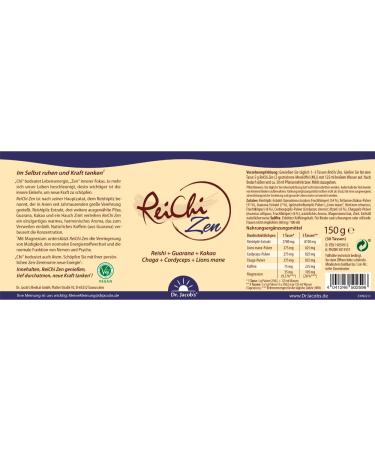 Reichi Zen Mushroom Coffee - Vegan 70% Mushrooms (Reishi Chaga Cordyceps Lion's Mane) with Guarana & Magnesium | 150g 30 Cups - Additive-Free International Shipping - Buy Online on GoSupps.com