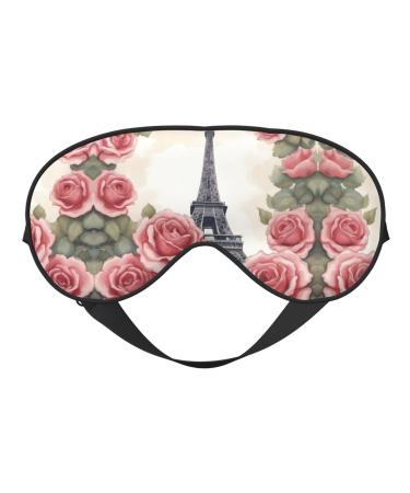 Eiffel Tower Rose Flower Print Ultra-Soft Light-Blocking Eye Mask for Optimal Comfort and Restful Sleep
