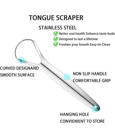 Ryaupy Stainless Steel Tongue Scraper for Adults - Durable Bad Breath Remover & Fresh Breath Solution - Buy Online on GoSupps.com