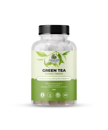 Amazing Botanicals Green Tea Extract Tablets - Camellia Sinensis, 200mg 50% Polyphenols | Daily Wellness Supplement | Non-GMO, Gluten Free - 30 Count