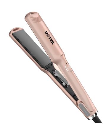 UOTEK Hair Straightener 1 3/4 Inch Flat Iron Ionic Salon Hair Flat Iron 1.75" with PTC Heating Plate for Long Hair Portable Straightener (Rose Gold)