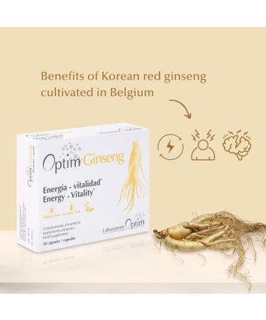 Korean Red Ginseng 30 Capsules - Stimulant for Men Ginseng | Natural Belgium Grown Panax Ginseng Dietary Supplement | Energy - Vitality | Optim Ginseng - Buy Online on GoSupps.com