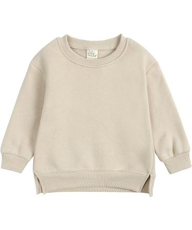 Children's Beige Fleece Pullover Top | Girls Sweatshirt 4-5T | Kids' Solid Coat for Girls | Soft Baby Girls Tee Shirt 5T - Buy Online on GoSupps.com