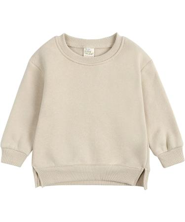 Children's Fleece Solid Pullover Sweatshirt - Beige 4-5T | Girls Toddler Top - Pack of Babies Color T-Shirts - Buy Online on GoSupps.com