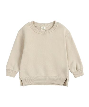 Children's Fleece Solid Coat Sweatshirt Plus Pullover Top Babies Color Girls Tops Toddler T Shirt Pack Beige 4-5T
