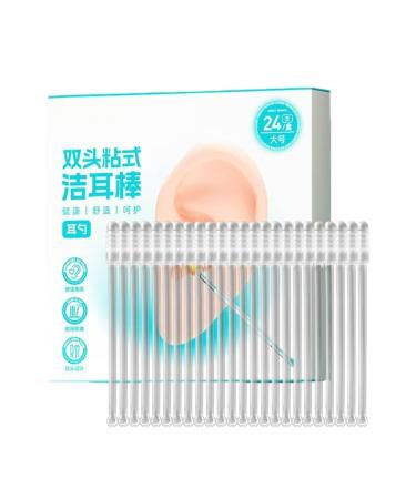 Ear Swabs Double-Headed Design 24 Pieces Silicone Ear Wax Remover Reusable Hygiene Stick Non-Irritating Material for Adults Kids Pets Home Daily Bedroom Offices Travel Shower Swimming