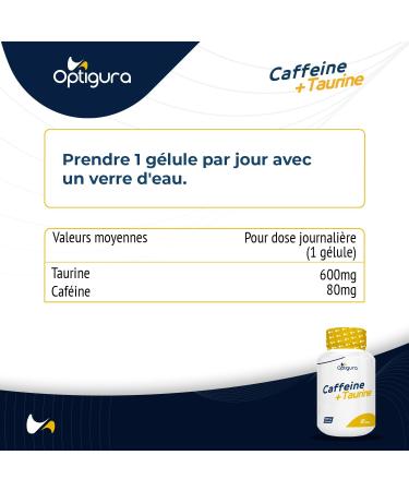OPTIGURA - Caffeine+Taurine - Caffeine + Taurine Formula - 90 Capsules - Buy Online on GoSupps.com