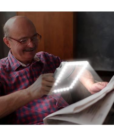 4X Large LED Magnifier for Low Vision & Seniors - Full-Page Viewing, Adjustable Lights - Silver - Buy Online on GoSupps.com