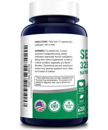 Organic Sea Kelp 325mcg - 200 Veggie Capsules, Non-GMO & Gluten Free - Buy Online on GoSupps.com