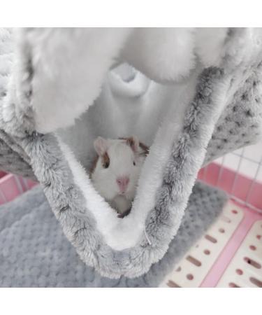 Small Animal Hammock Ferret Sugar Glider Double Layer Bed Cage Warm Plush Hanging Hammock Bed Hideaway for Hamster Guinea Pig Rat Ferret Chinchilla (Grey) - Buy Online on GoSupps.com