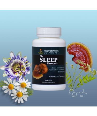 Restorative Botanicals My Sleep Shrooms Mushroom Extract Capsules Reishi Passionflower Valerian Chamomile Tryptophan Gluten Free/Vegan/Non GMO - Buy Online on GoSupps.com