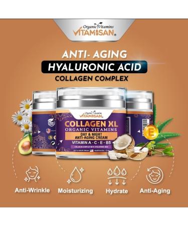 Face Collagen Cream with Retinol and Hyaluronic Acid Day Night cream Made in USA Moisturizer With vitamin A C E B5 with Airless Pump - Buy Online on GoSupps.com