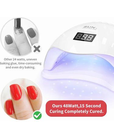 Lishumei LED Nail Lamp 48W - Professional Gel Nail Polish Curing Light with LCD Display - White SUN5 - Buy Online on GoSupps.com