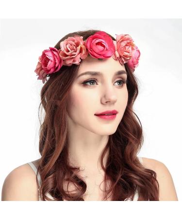 ZHER-LU Flower Headband Floral Crown Garland Halo for Wedding Festival (Purple) - Buy Online on GoSupps.com