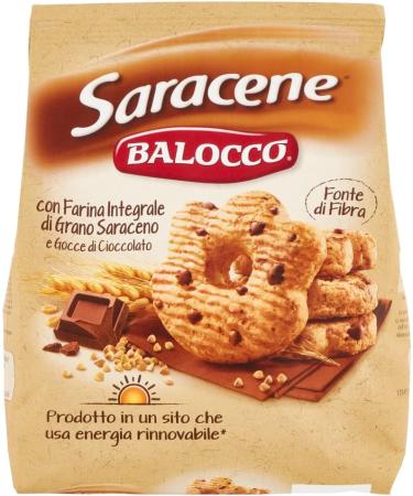  Balocco Set of 6 Balocco Saracene Biscotti con grano saraceno e gocce di cioccolato with buckwheat and chocolate chips cookies 100% Italian biscuits 700 g - Buy Online on GoSupps.com