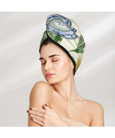 Microfiber Hair Drying Cap - Vintage Utensils Soft Absorbent Towel Wrap for Curly Long & Thick Hair - Quick Drying & Fast Drying Hair Cap - Buy Online on GoSupps.com