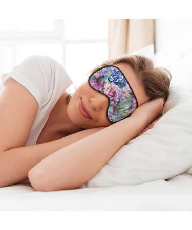 Watercolor Hydrangea Rose Sleep Mask for Men & Women | Soft Adjustable Eye Covers for Travel & Sleep | Aesthetic Blackout Mask - Buy Online on GoSupps.com