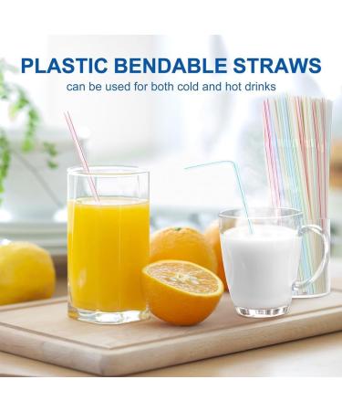 200PCS Disposable Plastic Straws Flexible Bendable Drinking Straws 8.2" High Home Straws for Kids and Adults for Home Parties Bar Beverage Shops Striped Disposable Plastic Straws Multi Colored - Buy Online on GoSupps.com