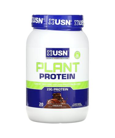 USN Nutrition Vegan Plant Protein Powder | Pea Brown Rice & Pumpkin Seed Protein Blend | 23g Protein Sugar Free Great Tasting | 1.5lbs (Chocolate)