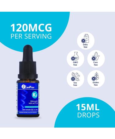 CanPrev K2 Drops 15ml 300 Servings 30mcg MK-7 Vitamin K2 Liquid Supports Strong Bones & Cardiovascular Wellness Vegan Unflavored Formula with MCT Oil for Optimal Calcium Utilization & Absorption - Buy Online on GoSupps.com