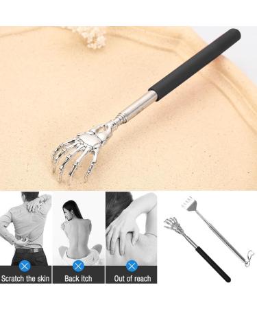 Telescopic Back Scratchers - 2 Pack Stainless Steel for Ultimate Back & Head Massage | Silver & Black (6.3-22.44 Inch) - Buy Online on GoSupps.com