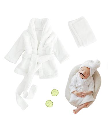 M&G House Newborn Photography Props Bathrobes Outfits Baby Photo Prop Robe Bath Towel Costume Sets Boy Girl Baby Photoshoot Props 0-6 Months(White) 02 White (0-6 Months)