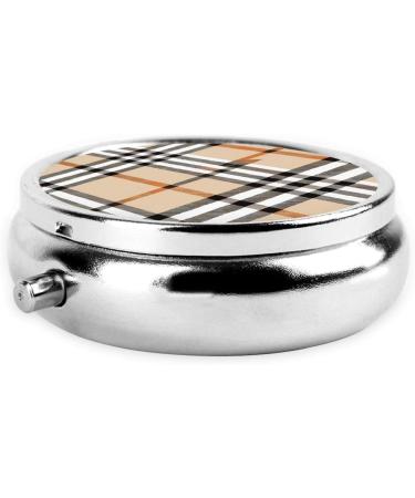 Buy Gray Plaid Mini Round Pill Box - 3 Compartment Travel Organizer for Home & Office | Portable Medicine Case - Buy Online on GoSupps.com