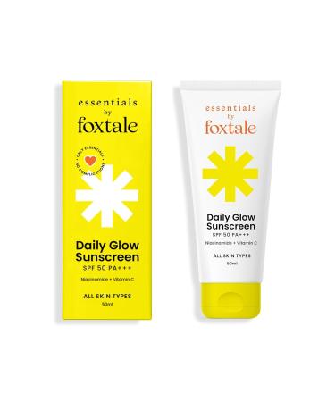 Essentials Daily Glow Sunscreen SPF 50 PA with Vitamin C No White Cast Non-Greasy Formula Anti-Tan Formula For Men & Women 50 ml