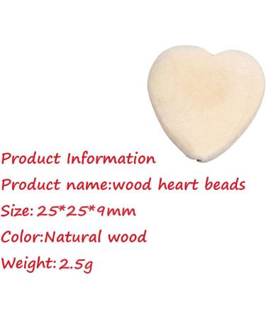 20pcs Natural 25mm Unfinished Wood Heart Beads - Eco-Friendly DIY Craft Accessories - Buy Online on GoSupps.com
