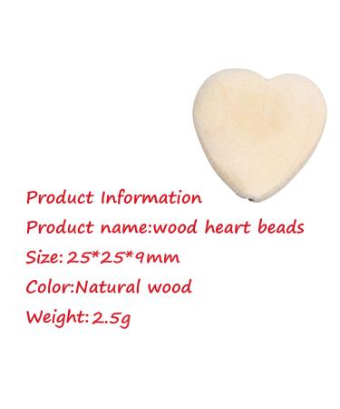 50pcs Natural 25mm Unfinished Wood Hearts Beads - DIY Eco-Friendly Craft Accessories - Buy Online on GoSupps.com