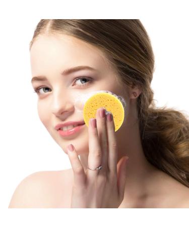 NATUCE 10-Pack Facial Cleansing Sponges | 8cm x 8cm Make-Up Remover & Body Cleanser | Round Yellow Sponge for Soft Skin - Buy Online on GoSupps.com